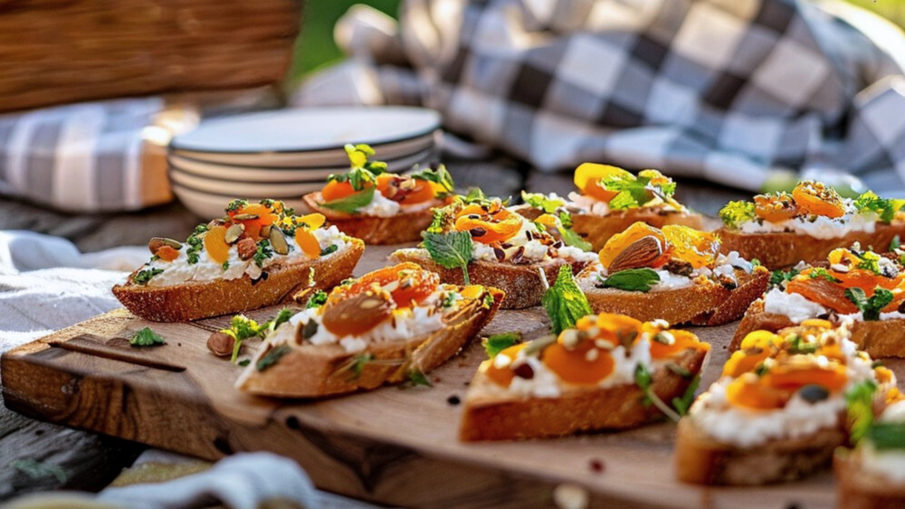 Apricot Crostinis with Ricotta and Almonds
