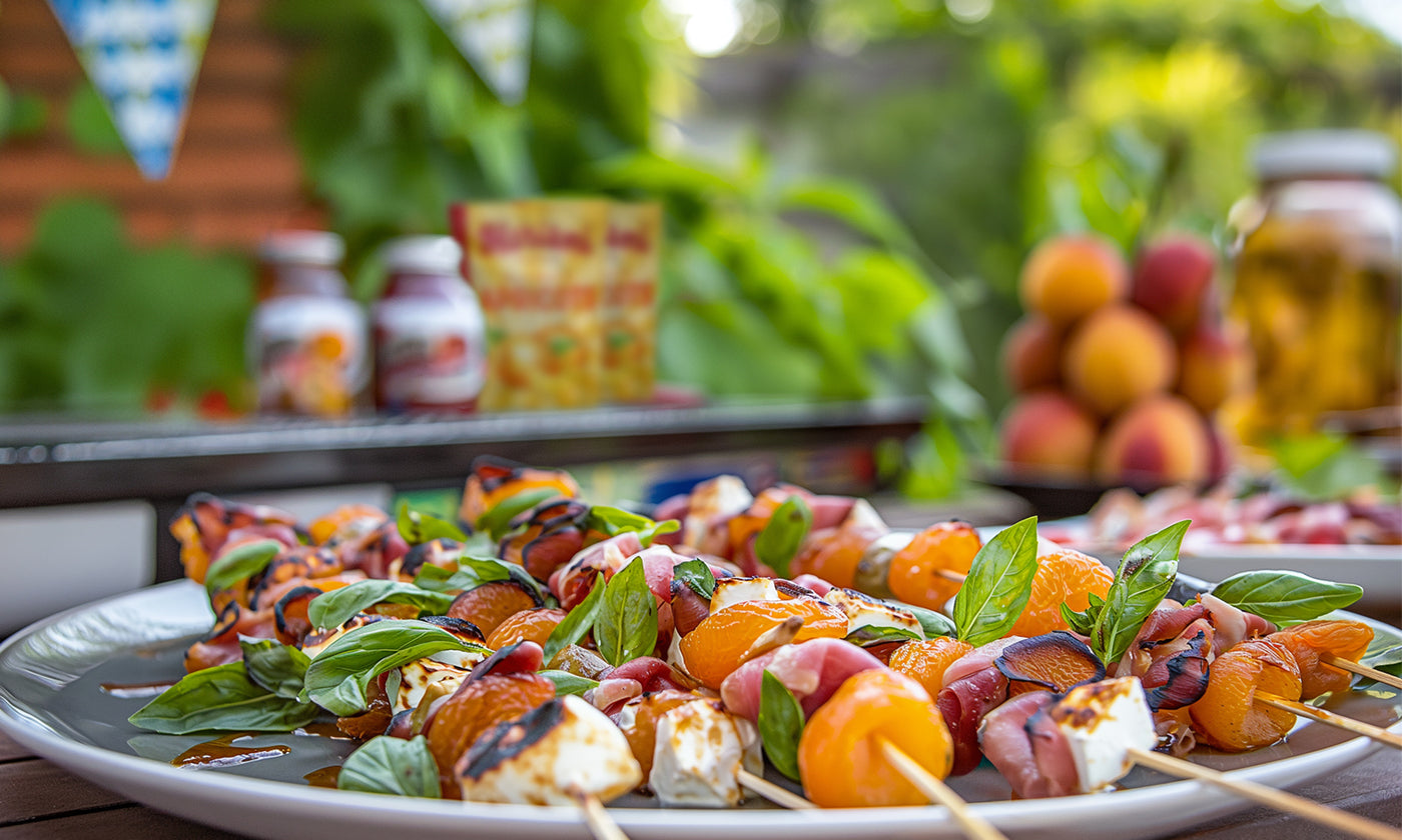 Dried Apricot, Goat Cheese and Prosciutto Skewers