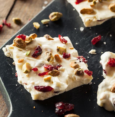 White Chocolate Bark with Dried Cranberries and Apricots