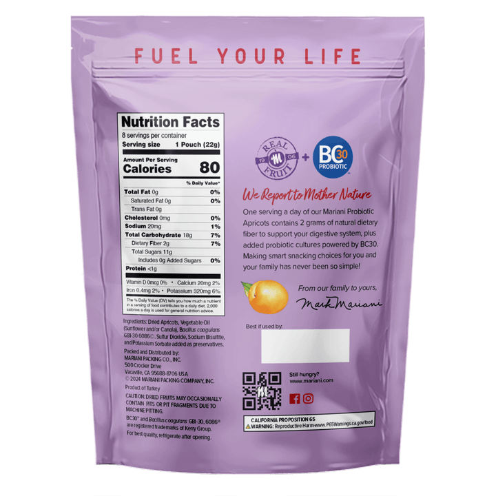 Mariani Snack Pack Probiotic Apricots 5 oz. bag